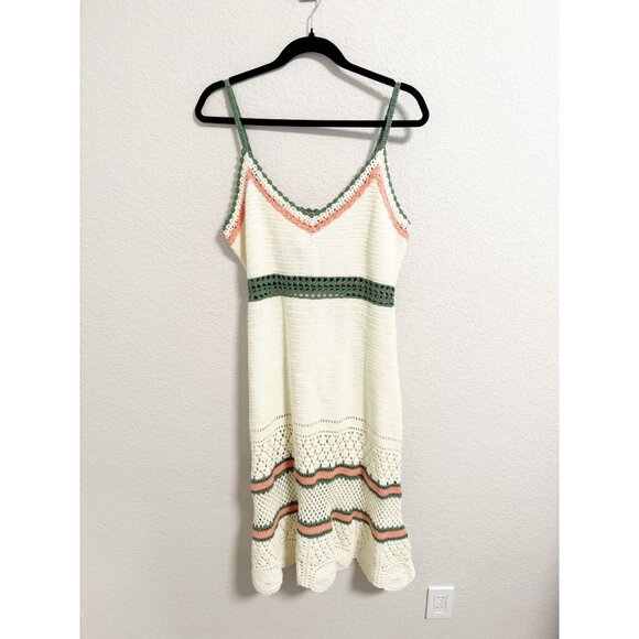 Roller Rabbit Womens Jessamine Crochet Dress Sleeveless V Neck White Large - Picture 3 of 8